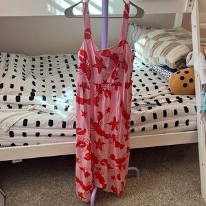 J Crew Pink Sundress with Red Lobster & Starfish Print